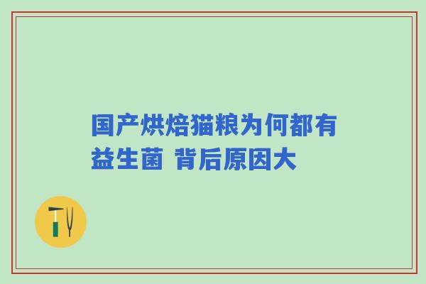 国产烘焙猫粮为何都有益生菌 背后原因大 国产烘焙猫粮为何都有益生菌 背后原因大