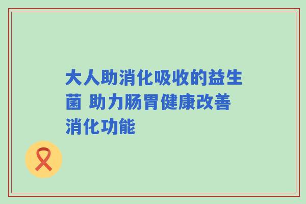 大人助消化吸收的益生菌 助力肠胃健康改善消化功能