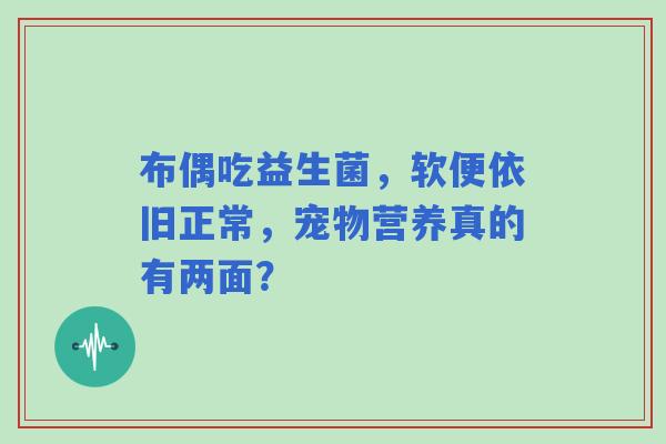 布偶吃益生菌，软便依旧正常，宠物营养真的有两面？