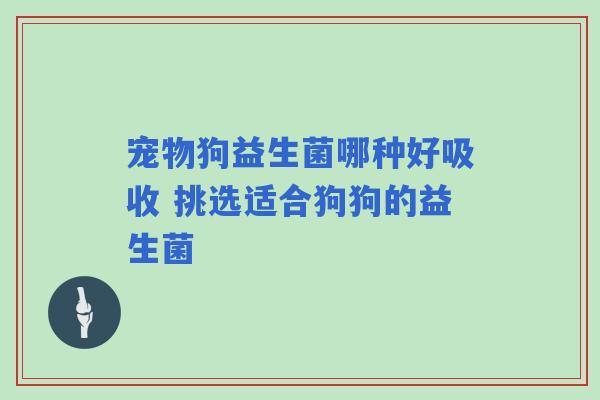 宠物狗益生菌哪种好吸收 挑选适合狗狗的益生菌