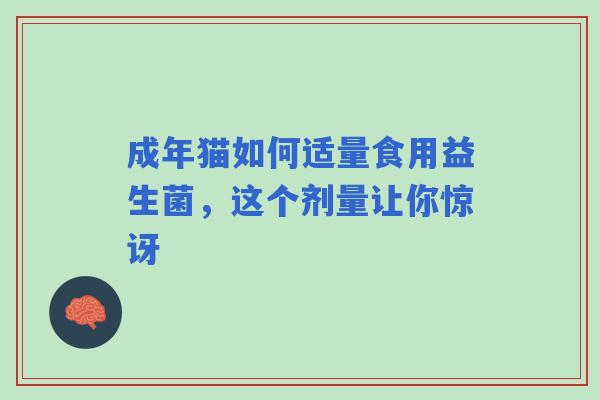 成年猫如何适量食用益生菌，这个剂量让你惊讶