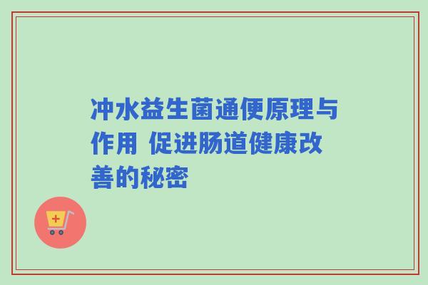 冲水益生菌通便原理与作用 促进肠道健康改善的秘密
