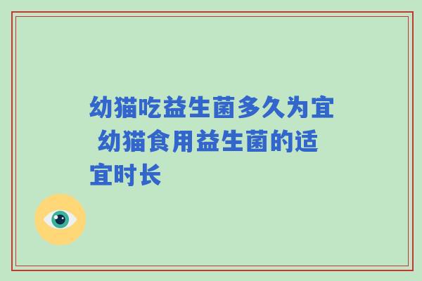 幼猫吃益生菌多久为宜 幼猫食用益生菌的适宜时长