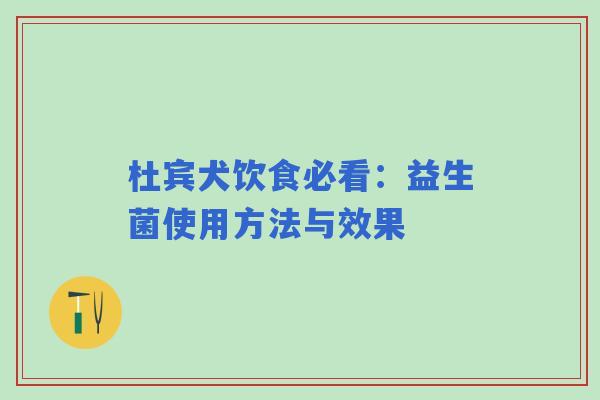 杜宾犬饮食必看：益生菌使用方法与效果